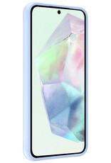 BASEY. Hoes Geschikt voor Samsung A35 Hoesje Siliconen Back Cover Case Met Screenprotector - Hoesje Geschikt voor Samsung Galaxy A35 5G Hoes Cover Hoesje - Lichtblauw
