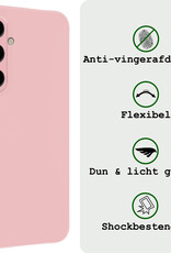 BASEY. Hoes Geschikt voor Samsung A35 Hoesje Siliconen Back Cover Case Met Screenprotector - Hoesje Geschikt voor Samsung Galaxy A35 5G Hoes Cover Hoesje - Lichtroze