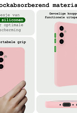BASEY. Hoes Geschikt voor Samsung A35 Hoesje Siliconen Back Cover Case Met Screenprotector - Hoesje Geschikt voor Samsung Galaxy A35 5G Hoes Cover Hoesje - Lichtroze
