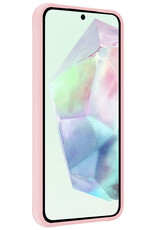 BASEY. Hoes Geschikt voor Samsung A35 Hoesje Siliconen Back Cover Case Met Screenprotector - Hoesje Geschikt voor Samsung Galaxy A35 5G Hoes Cover Hoesje - Lichtroze