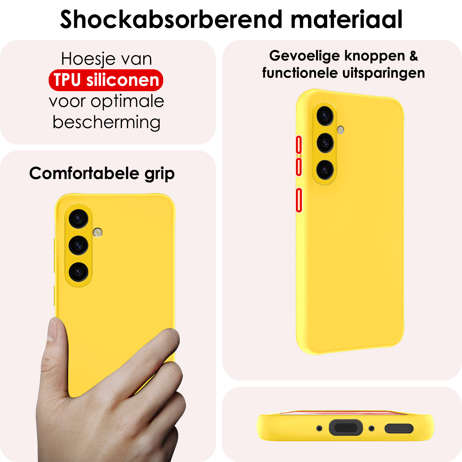 NoXx Hoes Geschikt voor Samsung A35 Hoesje Cover Siliconen Back Case Hoes - Geel - 2x