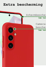 BASEY. Hoes Geschikt voor Samsung A35 Hoesje Siliconen Back Cover Case Met Screenprotector - Hoesje Geschikt voor Samsung Galaxy A35 5G Hoes Cover Hoesje - Rood