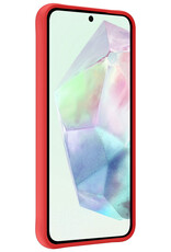 BASEY. Hoes Geschikt voor Samsung A35 Hoesje Siliconen Back Cover Case Met Screenprotector - Hoesje Geschikt voor Samsung Galaxy A35 5G Hoes Cover Hoesje - Rood