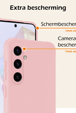 Nomfy Hoesje Geschikt voor Samsung A35 Hoesje Siliconen Cover Case Met Screenprotector - Hoes Geschikt voor Samsung Galaxy A35 5G Hoes Back Case - Lichtroze