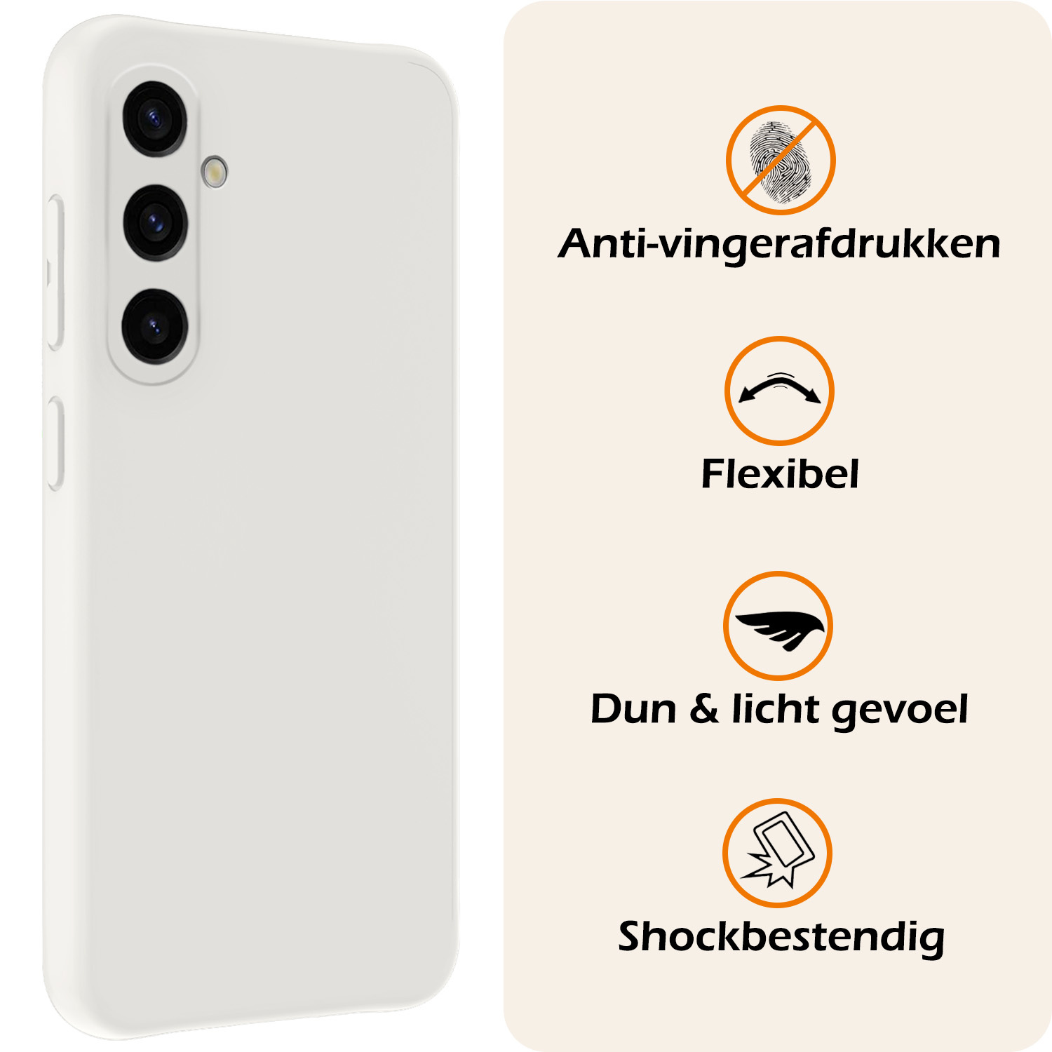 Nomfy Hoesje Geschikt voor Samsung A35 Hoesje Siliconen Cover Case Met Screenprotector - Hoes Geschikt voor Samsung Galaxy A35 5G Hoes Back Case - Wit
