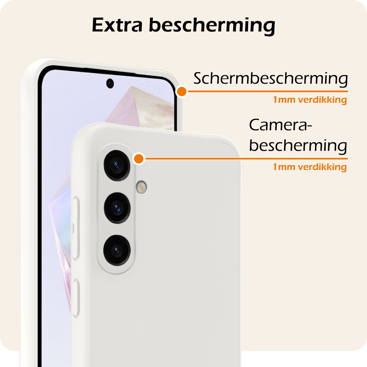 Nomfy Hoesje Geschikt voor Samsung A35 Hoesje Siliconen Cover Case Met Screenprotector - Hoes Geschikt voor Samsung Galaxy A35 5G Hoes Back Case - Wit