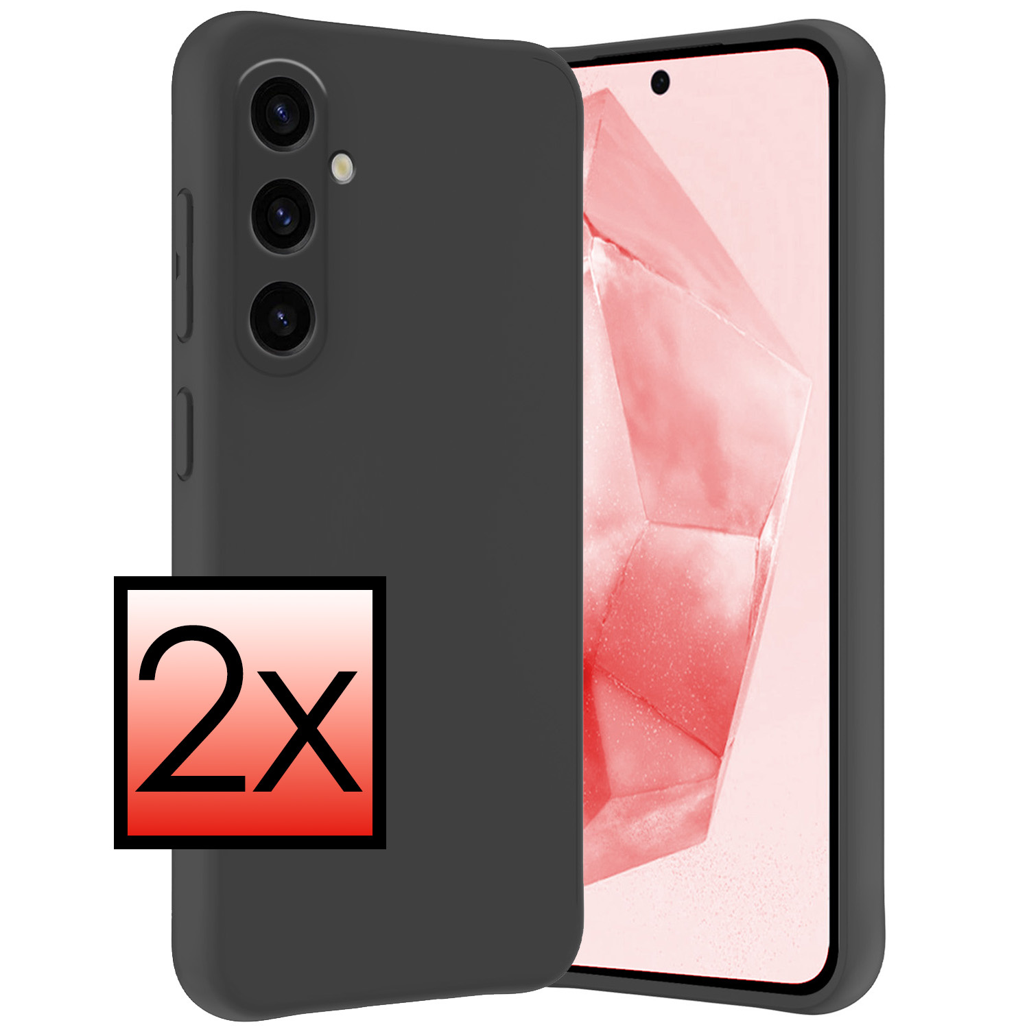 NoXx Hoes Geschikt voor Samsung A35 Hoesje Cover Siliconen Back Case Hoes - Zwart - 2x