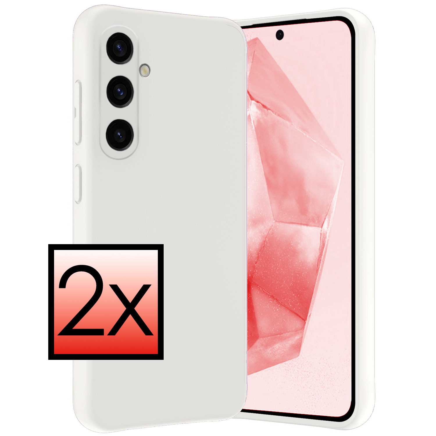 NoXx Hoes Geschikt voor Samsung A35 Hoesje Cover Siliconen Back Case Hoes - Wit - 2x