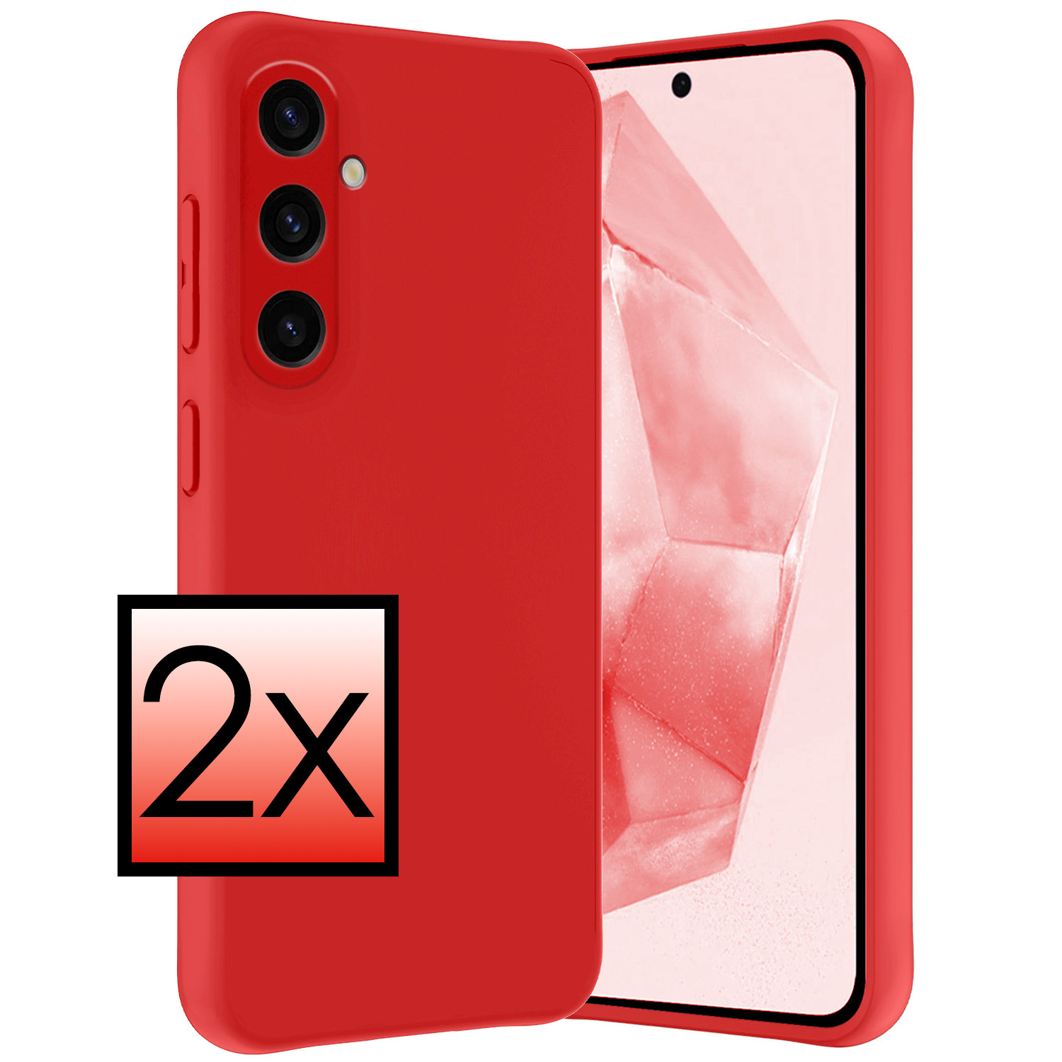 NoXx Hoes Geschikt voor Samsung A35 Hoesje Cover Siliconen Back Case Hoes - Rood - 2x