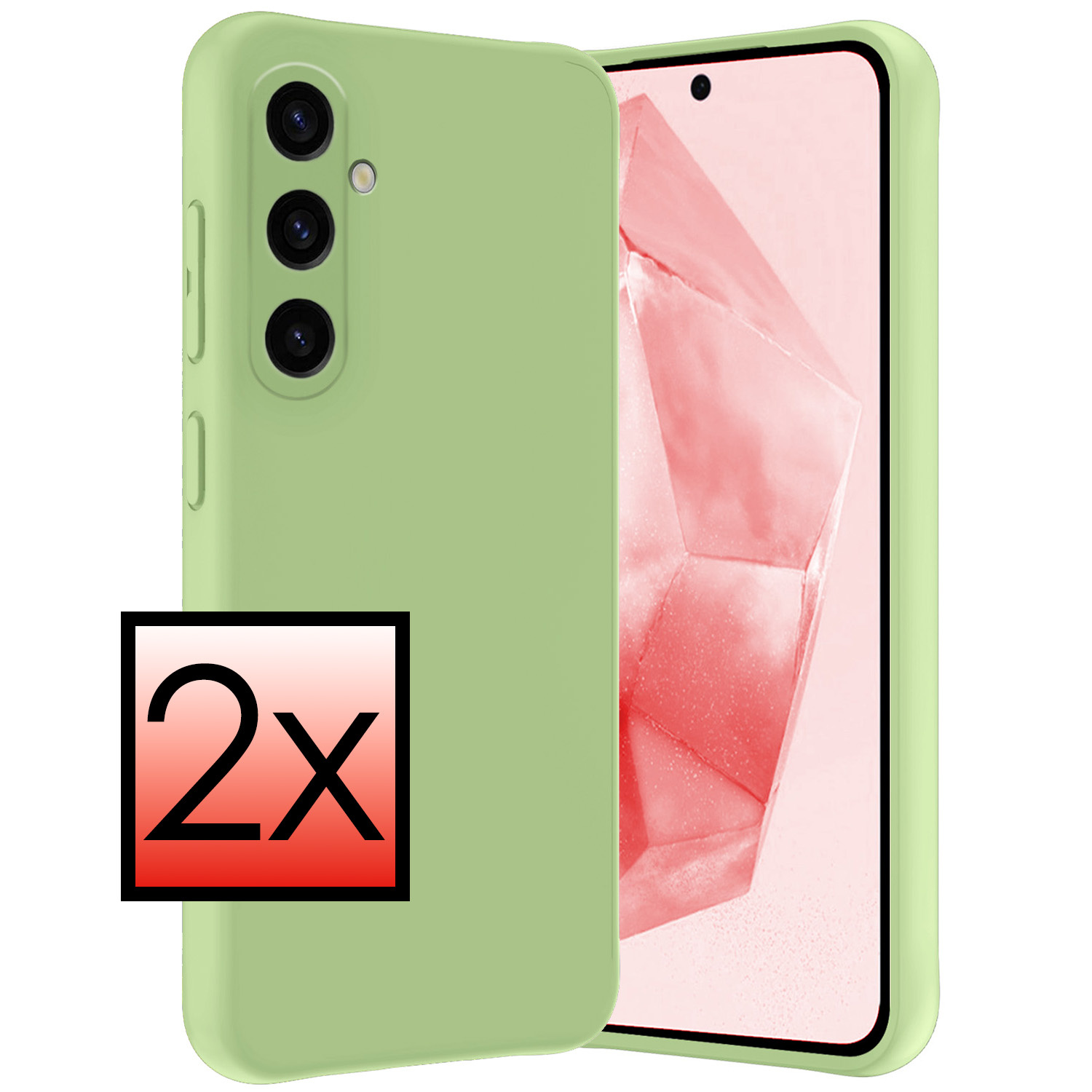 NoXx Hoes Geschikt voor Samsung A35 Hoesje Cover Siliconen Back Case Hoes - Groen - 2x