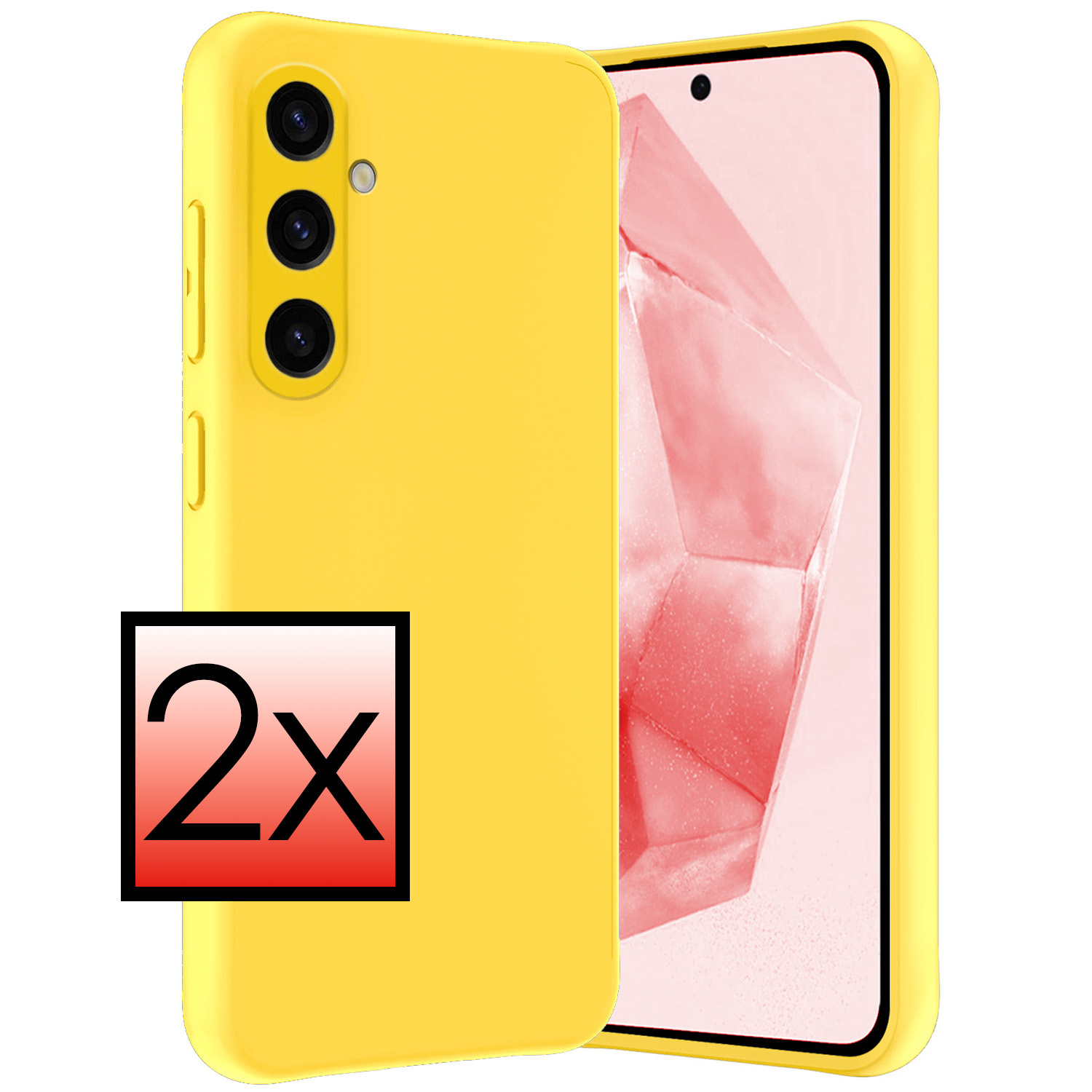 NoXx Hoes Geschikt voor Samsung A35 Hoesje Cover Siliconen Back Case Hoes - Geel - 2x