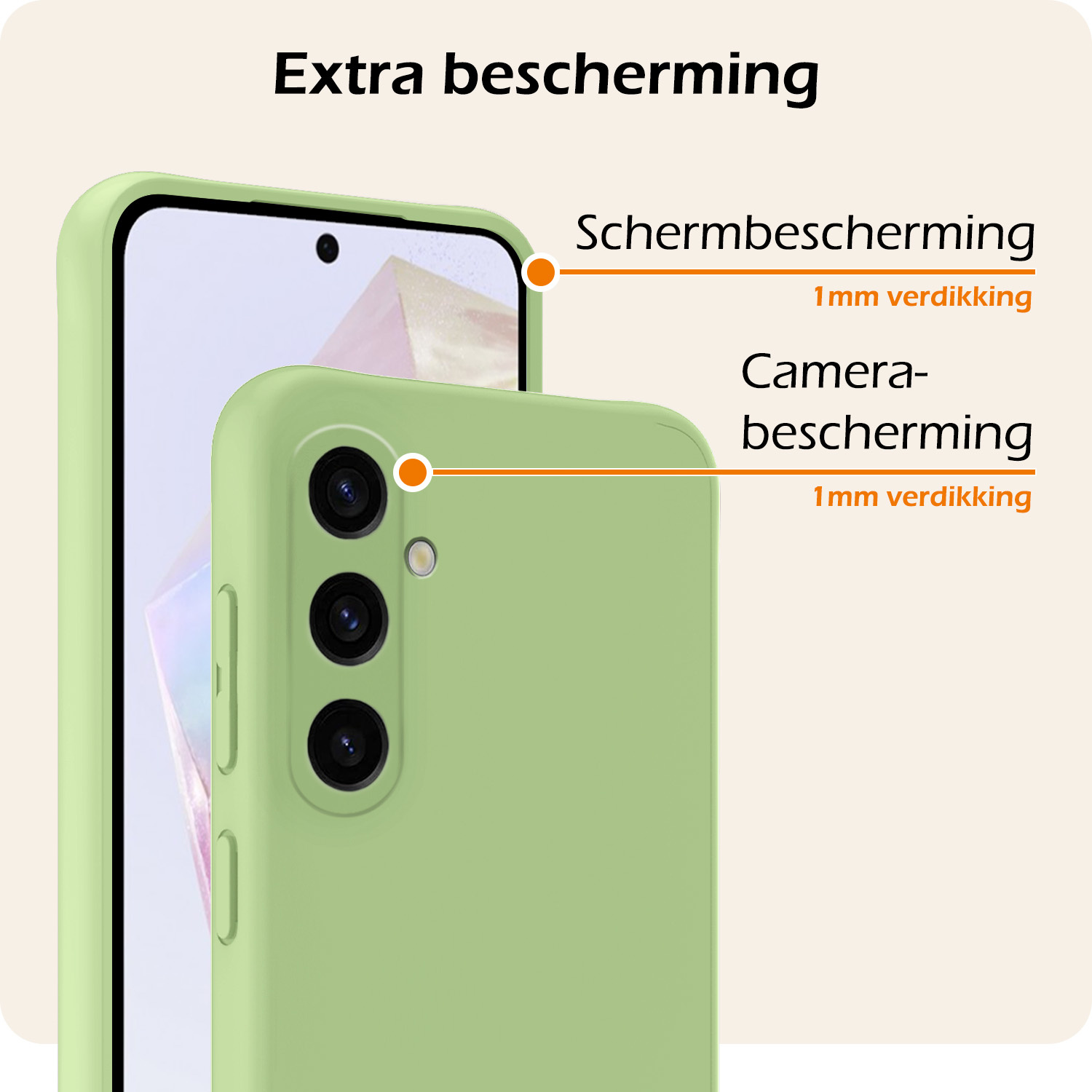 Nomfy Hoesje Geschikt voor Samsung A35 Hoesje Siliconen Cover Case Met 2x Screenprotector - Hoes Geschikt voor Samsung Galaxy A35 5G Hoes Back Case - Groen
