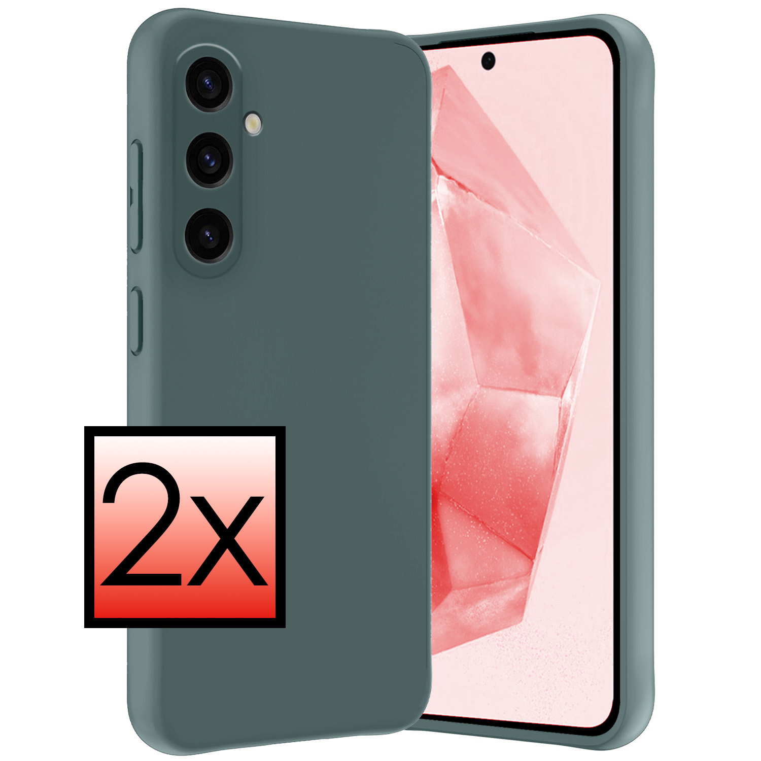 NoXx Hoes Geschikt voor Samsung A35 Hoesje Cover Siliconen Back Case Hoes - Donkergroen - 2x