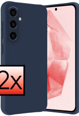 NoXx Hoes Geschikt voor Samsung A35 Hoesje Cover Siliconen Back Case Hoes - Donkerblauw - 2x