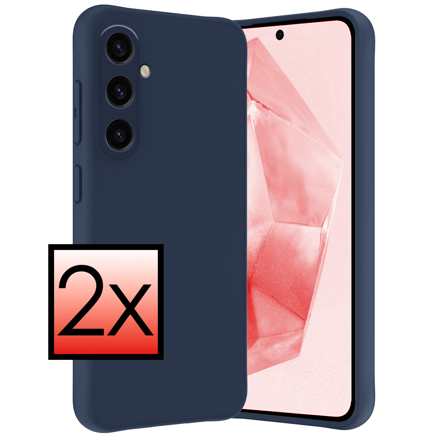 NoXx Hoes Geschikt voor Samsung A35 Hoesje Cover Siliconen Back Case Hoes - Donkerblauw - 2x