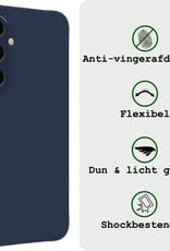 BASEY. Hoes Geschikt voor Samsung A35 Hoesje Siliconen Back Cover Case Met 2x Screenprotector - Hoesje Geschikt voor Samsung Galaxy A35 5G Hoes Cover Hoesje - Donkerblauw