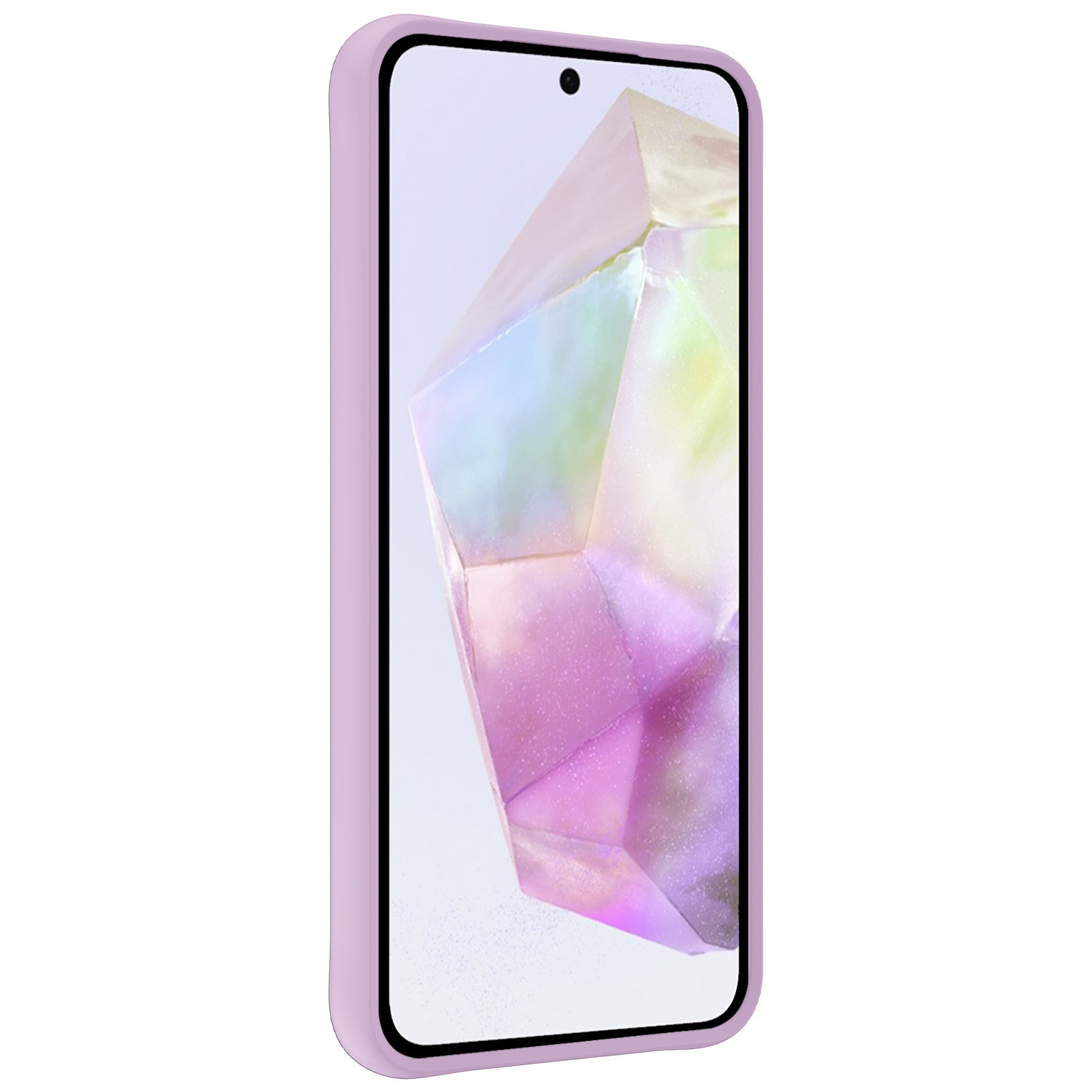 Nomfy Hoesje Geschikt voor Samsung A35 Hoesje Siliconen Cover Case Met 2x Screenprotector - Hoes Geschikt voor Samsung Galaxy A35 5G Hoes Back Case - Lila