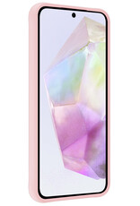 Nomfy Hoesje Geschikt voor Samsung A35 Hoesje Siliconen Cover Case Met 2x Screenprotector - Hoes Geschikt voor Samsung Galaxy A35 5G Hoes Back Case - Lichtroze