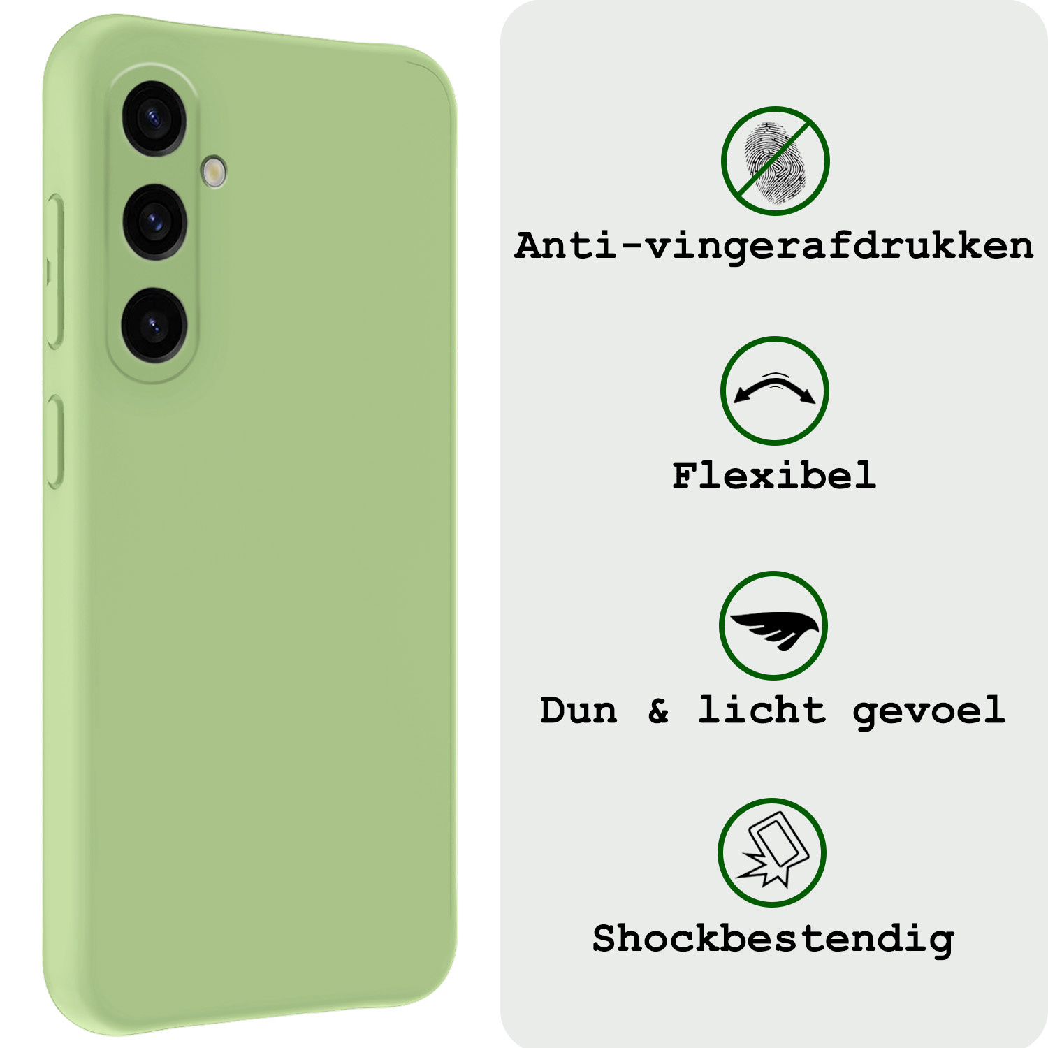 BASEY. Hoes Geschikt voor Samsung A35 Hoesje Siliconen Back Cover Case Met 2x Screenprotector - Hoesje Geschikt voor Samsung Galaxy A35 5G Hoes Cover Hoesje - Groen