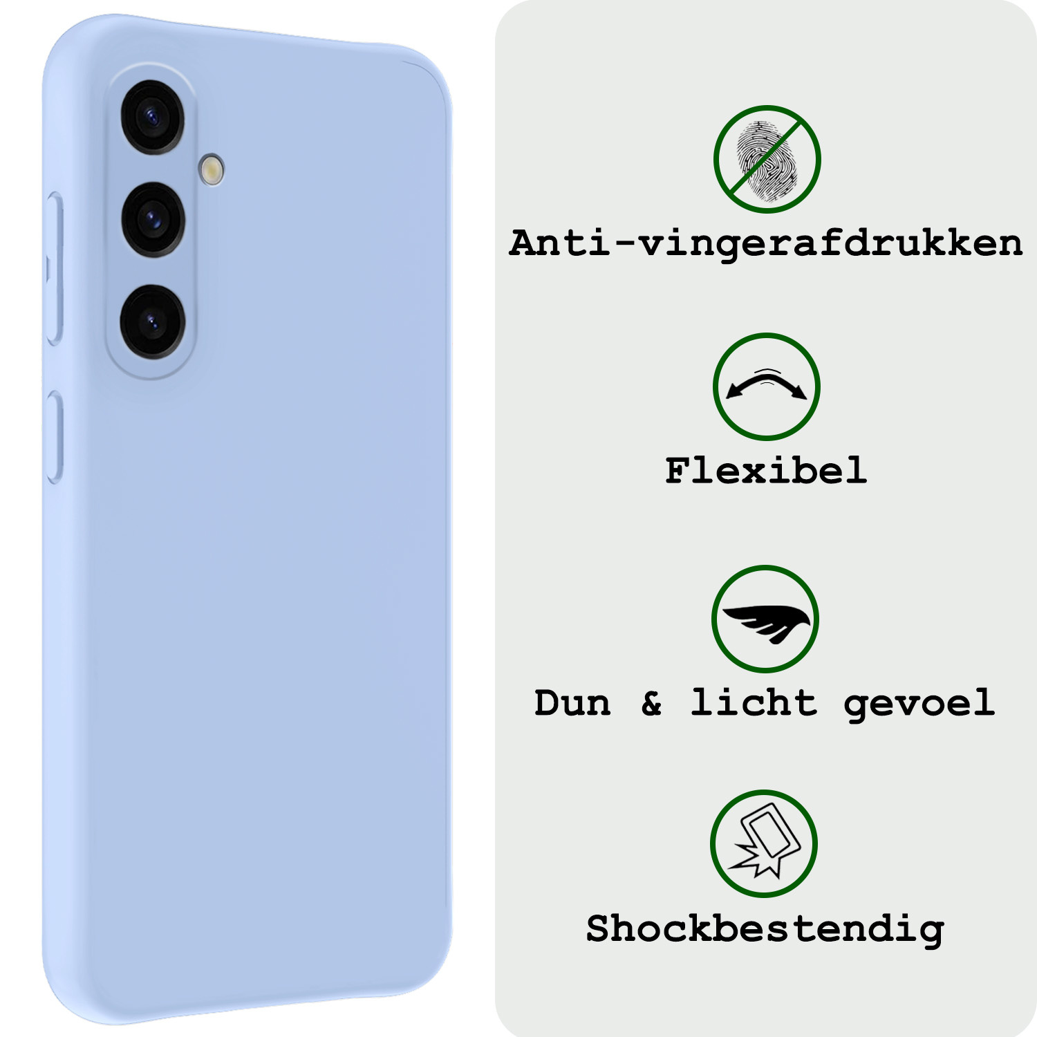 BASEY. Hoes Geschikt voor Samsung A35 Hoesje Siliconen Back Cover Case Met 2x Screenprotector - Hoesje Geschikt voor Samsung Galaxy A35 5G Hoes Cover Hoesje - Lichtblauw