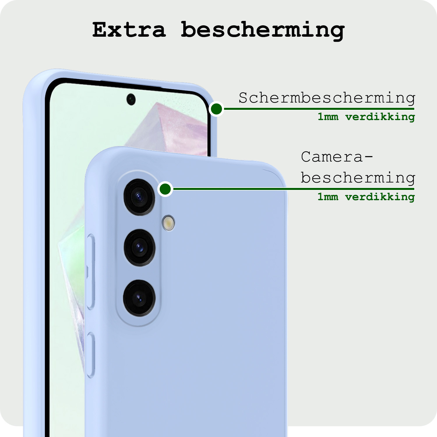 BASEY. Hoes Geschikt voor Samsung A35 Hoesje Siliconen Back Cover Case Met 2x Screenprotector - Hoesje Geschikt voor Samsung Galaxy A35 5G Hoes Cover Hoesje - Lichtblauw