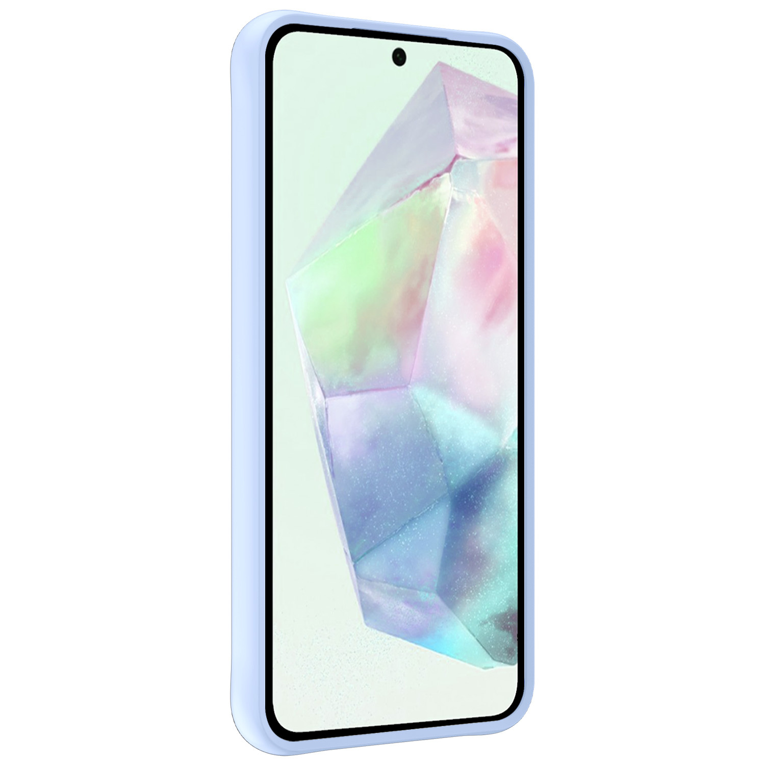 BASEY. Hoes Geschikt voor Samsung A35 Hoesje Siliconen Back Cover Case Met 2x Screenprotector - Hoesje Geschikt voor Samsung Galaxy A35 5G Hoes Cover Hoesje - Lichtblauw