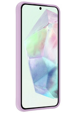 BASEY. Hoes Geschikt voor Samsung A35 Hoesje Siliconen Back Cover Case Met 2x Screenprotector - Hoesje Geschikt voor Samsung Galaxy A35 5G Hoes Cover Hoesje - Lila