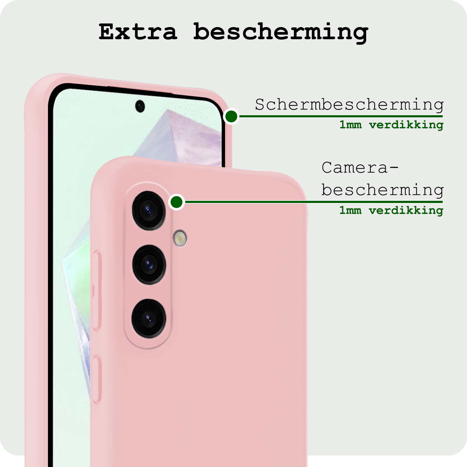 BASEY. Hoes Geschikt voor Samsung A35 Hoesje Siliconen Back Cover Case Met 2x Screenprotector - Hoesje Geschikt voor Samsung Galaxy A35 5G Hoes Cover Hoesje - Lichtroze