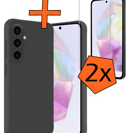 Nomfy Nomfy Samsung Galaxy A35 Hoesje Siliconen Met 2x Screenprotector - Zwart