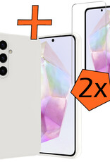 Nomfy Hoesje Geschikt voor Samsung A35 Hoesje Siliconen Cover Case Met 2x Screenprotector - Hoes Geschikt voor Samsung Galaxy A35 5G Hoes Back Case - Wit