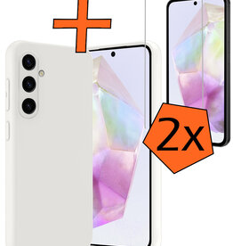Nomfy Nomfy Samsung Galaxy A35 Hoesje Siliconen Met 2x Screenprotector - Wit