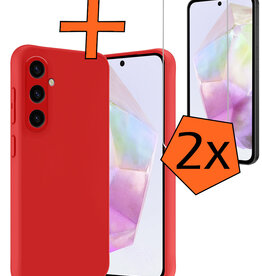 Nomfy Nomfy Samsung Galaxy A35 Hoesje Siliconen Met 2x Screenprotector - Rood