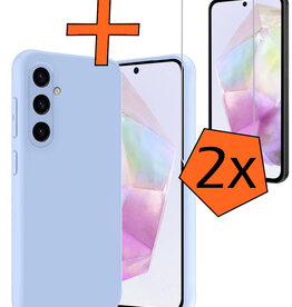 Nomfy Nomfy Samsung Galaxy A35 Hoesje Siliconen Met 2x Screenprotector - Lichtblauw