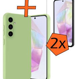 Nomfy Nomfy Samsung Galaxy A35 Hoesje Siliconen Met 2x Screenprotector - Groen