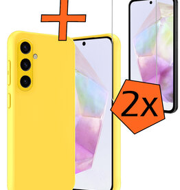 Nomfy Nomfy Samsung Galaxy A35 Hoesje Siliconen Met 2x Screenprotector - Geel