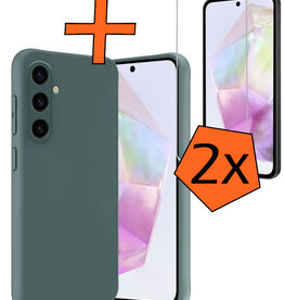 Nomfy Nomfy Samsung Galaxy A35 Hoesje Siliconen Met 2x Screenprotector - Donkergroen