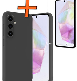 Nomfy Nomfy Samsung Galaxy A35 Hoesje Siliconen Met Screenprotector - Zwart