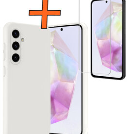 Nomfy Nomfy Samsung Galaxy A35 Hoesje Siliconen Met Screenprotector - Wit