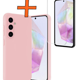 Nomfy Nomfy Samsung Galaxy A35 Hoesje Siliconen Met Screenprotector - Lichtroze