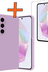 Nomfy Hoesje Geschikt voor Samsung A35 Hoesje Siliconen Cover Case Met Screenprotector - Hoes Geschikt voor Samsung Galaxy A35 5G Hoes Back Case - Lila