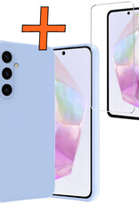 Nomfy Hoesje Geschikt voor Samsung A35 Hoesje Siliconen Cover Case Met Screenprotector - Hoes Geschikt voor Samsung Galaxy A35 5G Hoes Back Case - Lichtblauw