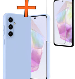 Nomfy Nomfy Samsung Galaxy A35 Hoesje Siliconen Met Screenprotector - Lichtblauw