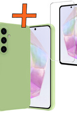 Nomfy Hoesje Geschikt voor Samsung A35 Hoesje Siliconen Cover Case Met Screenprotector - Hoes Geschikt voor Samsung Galaxy A35 5G Hoes Back Case - Groen