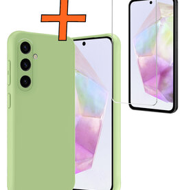 Nomfy Nomfy Samsung Galaxy A35 Hoesje Siliconen Met Screenprotector - Groen