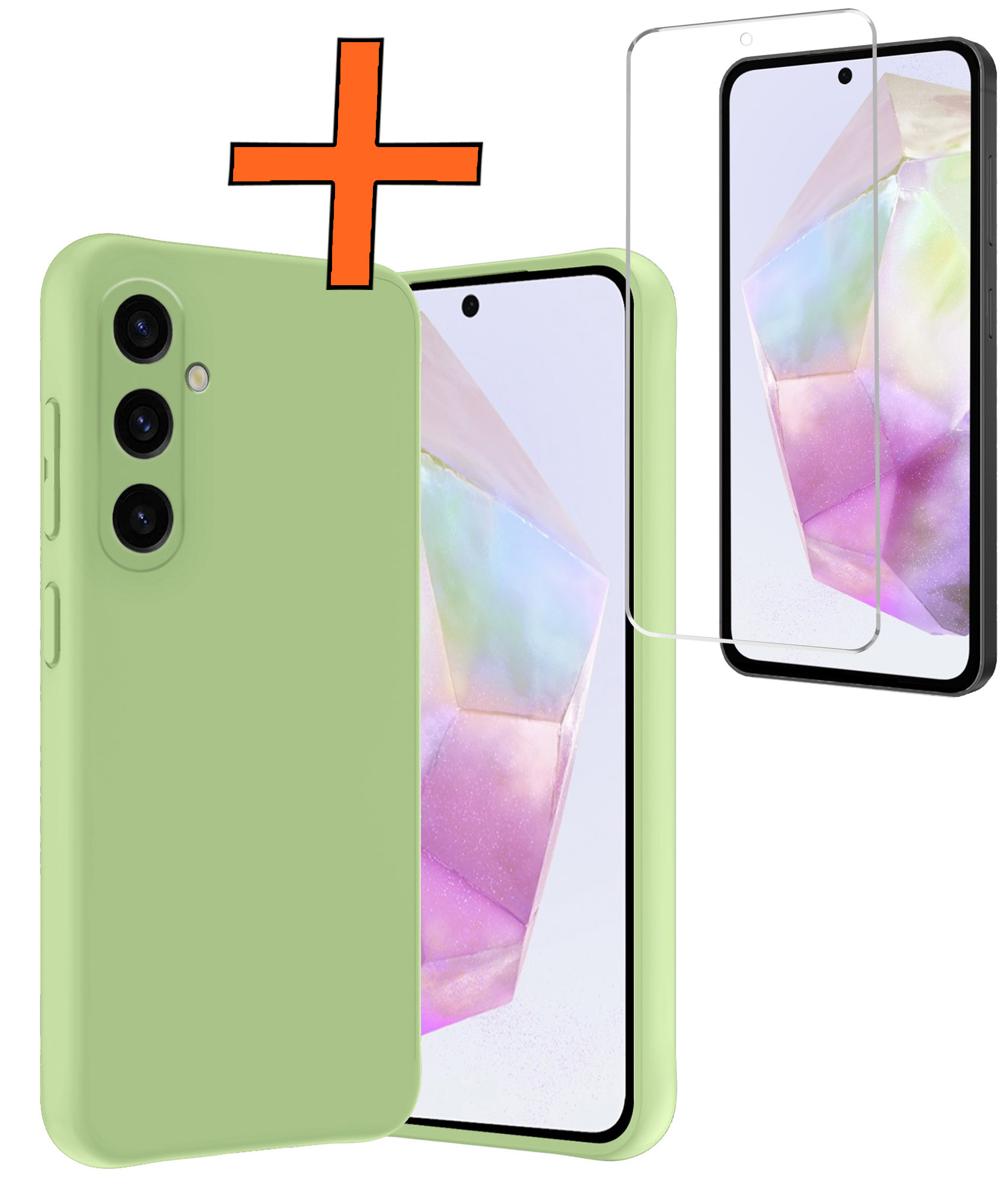 Nomfy Hoesje Geschikt voor Samsung A35 Hoesje Siliconen Cover Case Met Screenprotector - Hoes Geschikt voor Samsung Galaxy A35 5G Hoes Back Case - Groen