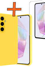 Nomfy Hoesje Geschikt voor Samsung A35 Hoesje Siliconen Cover Case Met Screenprotector - Hoes Geschikt voor Samsung Galaxy A35 5G Hoes Back Case - Geel