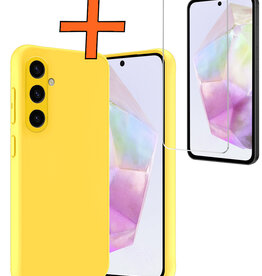 Nomfy Nomfy Samsung Galaxy A35 Hoesje Siliconen Met Screenprotector - Geel