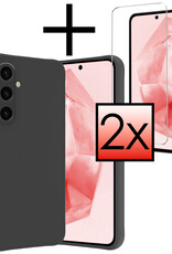 NoXx Hoes Geschikt voor Samsung A35 Hoesje Cover Siliconen Back Case Hoes Met 2x Screenprotector - Zwart