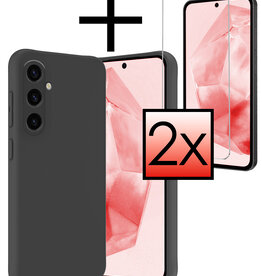 NoXx NoXx Samsung Galaxy A35 Hoesje Siliconen Met 2x Screenprotector - Zwart