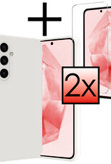 NoXx Hoes Geschikt voor Samsung A35 Hoesje Cover Siliconen Back Case Hoes Met 2x Screenprotector - Wit